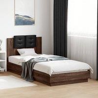 Berkfield Home Bed Frame with LED without Mattress Brown Oak 100x200 cm