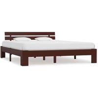 Bed Frame Dark Brown Solid Pine Wood 180x200 cm Super King