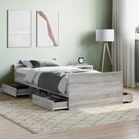 Bed Frame with Headboard and Footboard Grey Sonoma 90x200 cm