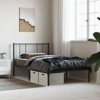 Metal Bed Frame with Headboard Black 100x190 cm