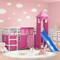 Kids' Loft Bed with Tower Pink 80x200 cm Solid Wood Pine