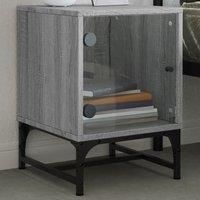 Berkfield Home Bedside Cabinet with Glass Door Grey Sonoma 35x37x50 cm | Size: 35 x 37 x 50 cm
