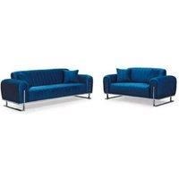Casanova Plush Velvet 3+2 Sofa Set Black, Blue & Grey Colors