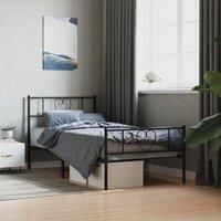 Berkfield Home Metal Bed Frame with Headboard & Footboard Black 75x190 cm Small Single