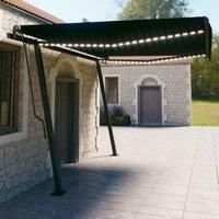 Manual Retractable Awning with LED 4.5x3 m Anthracite