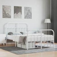 Metal Bed Frame with Headboard and Footboard White 120x200 cm