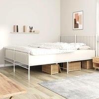 Metal Bed Frame with Headboard and Footboard White 193x203 cm