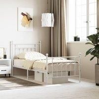 Metal Bed Frame with Headboard and Footboard White 90x200 cm