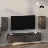 Wall Cabinets 2 pcs Grey 30x30x60 cm Solid Wood Pine