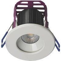 Robus Ramada 8.5W Cool White Fire Rated Dimmable Downlight - White & Brushed Chrome Trim