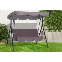 3-Seater Garden Swing Chair With Adjustable Canopy - Grey & Black