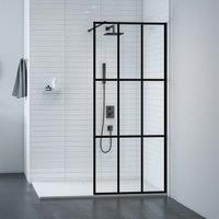 Nexa By Merlyn 8mm Black Crittall Frameless Wet Room Shower Screen Only - 2015 x 900mm