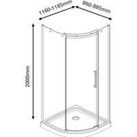 Nexa by Merlyn 8mm Brushed Brass Frameless Offset Quadrant Single Sliding Door Left Hand Shower Enclosure - 1200 x 900mm