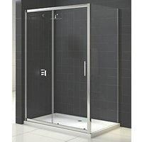 Triton Fast Fix Framed Rectangular Sliding Door with Side Panel Non-Handed Chrome 1400 x 760 x 1900mm (998KT)