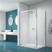 Merlyn NIX Sliding Shower Enclosure Door and Side Panel 1000 x 800mm in Chrome Toughened Safety Glass