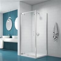 Merlyn NIX Pivot Shower Enclosure Door and Side Panel 760 x 760mm in Chrome Toughened Safety Glass