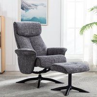 Taylor Reclining Swivel Chair with Footstool, Chenille