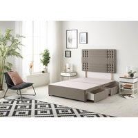 Somnior Flexby Divan Bed Base With 2 Drawers & Upholstered Headboard Tweed Fabric in Brown | Size: Small Single