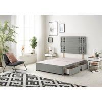 Somnior Flexby Divan Bed Base With 2 Drawers & Upholstered Headboard Linen Fabric in Silver | Size: Small Double