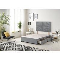 Somnior Platinum Divan Bed Base With 2 Drawers & Upholstered Headboard Plush Velvet in Charcoal | Size: Super King