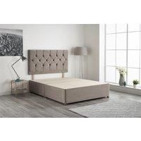 Somnior Ziggy Divan Bed Base with Headboard Plush Velvet in Silver | Size: Super King