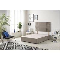 Somnior Flexby Divan Bed Base with Headboard Tweed Fabric in Brown | Size: Double