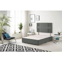 Somnior Flexby Divan Bed Base with Headboard Linen Fabric in Grey | Size: Small Single