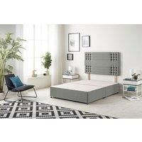 Somnior Flexby Divan Bed Base with Headboard Linen Fabric in Dark Grey | Size: Small Single