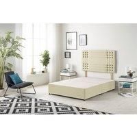 Somnior Flexby Divan Bed Base with Headboard Linen Fabric in Cream | Size: King