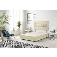 Somnior Galaxy Divan Bed Base with Headboard Linen Fabric in Cream | Size: Super King