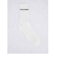Gym + Coffee Full Length Everyday Socks - White