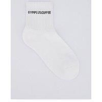 Gym + Coffee Quarter Length Everyday Socks - White