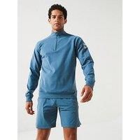 Gym + Coffee Mens Training Chill Half Zip Top - Blue