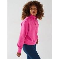 Gym + Coffee Womens Training Ribbed Quarter Zip - Pink