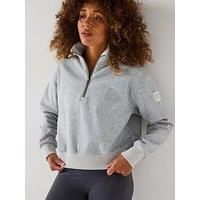 Gym + Coffee Womens Training Ribbed Quarter Zip - Grey