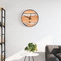 Berkfield Home Wall Clock Brown ?35 cm Iron & Olive Wood