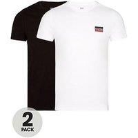 Levi's Men's 2pk Crewneck Graphic T-Shirt, Multicolour (2 Pack Sw White/Mineral Black 0000), Small