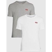 Levi's Men's 2pk Crewneck Graphic T-Shirt, Multicolour (2 Pack Hm White/Mid Tone Grey Heather 0001), Small