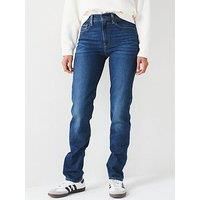 Levi/'s Women/'s 724 High Rise Straight Jeans, Blue Wave Dark, 27W / 32L