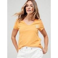 Levi/'s Women/'s Graphic Perfect V-Neck T-Shirt, Since 1873 Golden Nugget, XXS