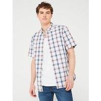 Levi/'s Men/'s Shortsleeve Sunset 1-Pocket Standard Woven Shirts, Micah Plaid Niagara Mist, S