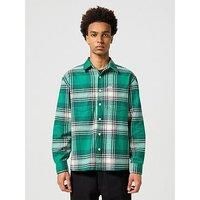 Wrangler Men/'s Frayed Plaid Shirt, Ultramarine Green, XXL