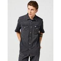 Wrangler Men/'s Ss Western Shirt, Enchanted Black, XL