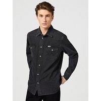 Wrangler Men/'s Western Shirt, Rinse Black, S
