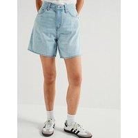 Levi/'s Women/'s High Rise Baggy Linen Denim Shorts Luxury Trip Short Blue 27