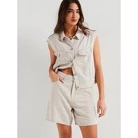 Levi'S High Rise Baggy Linen+ Denim Shorts - Grey