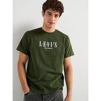 Levi/'s Men/'s Ss Relaxed Fit Tee T-Shirt, Serif Logo Kombu GRE, M