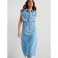 Levi/'s Women/'s Iconic Sleeveless Dress Casual, Wrapped in Blue, L