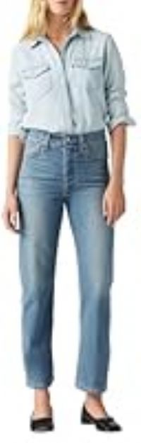 Levi/'s Women/'s Ribcage Straight Ankle Jeans, Cool Invite, 27W x 29L