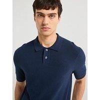 Levi/'s Sweater Knit Polo Dress Blues Cotton Linen - Blue L